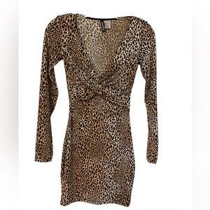 Divided Long Sleeve Dress Animal Print Size 0 GUC